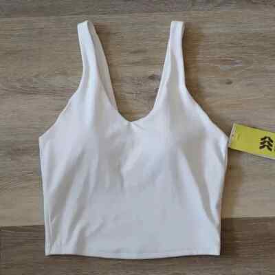 NWT All in Motion Light Support Flex V-Neck Tank Padded Sports Bra Cream Size XS
