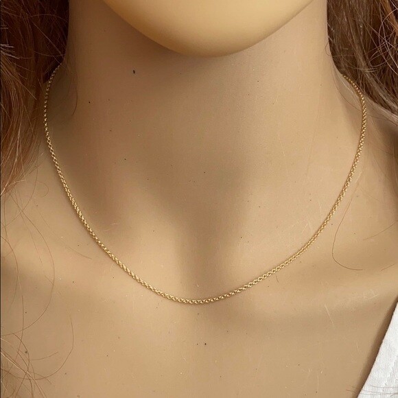 Pre-owned Element Shine/ Midas 14 K Solid Yellow Real Gold 1.5 Mm Light Rolo Chain Necklace 16",18",20" Lobster