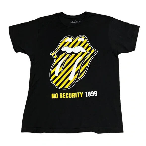 The Rolling Stones T-Shirt Woman’s XL No Security 1999 Black Yellow Striped