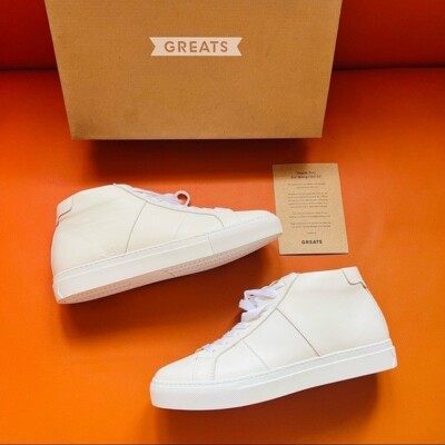 New! NIB Rare GREATS The Royale High Top White Leather Sneakers 9
