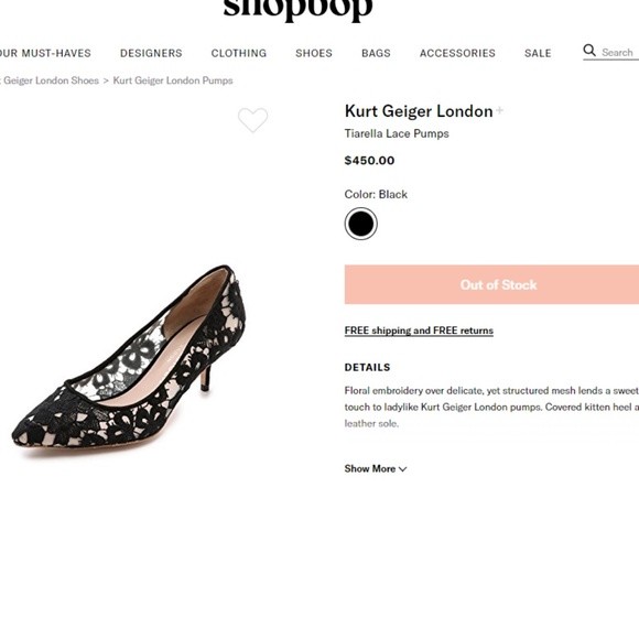 Kurt Geiger Tiarella Lace Court Shoes Pumps 42