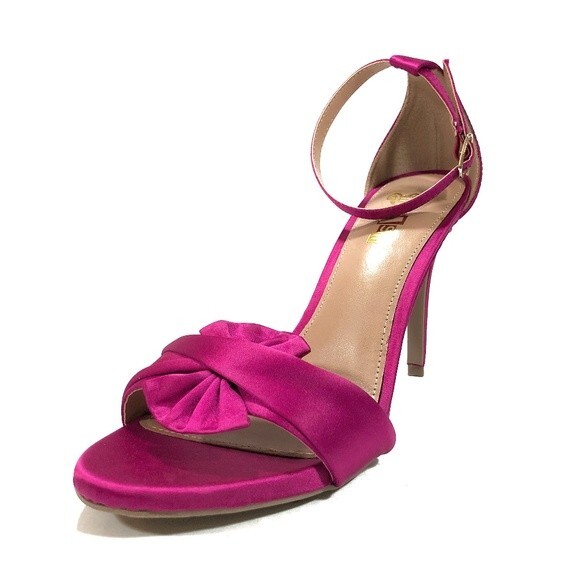 Brash Women's Austen Hot Pink Satin Bow Pump Heel Open-Toe