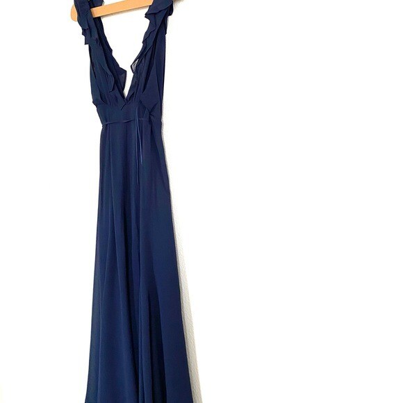 Pre-owned Reformation Peppermint Maxi Dress In Navy Size Xsp In Blue