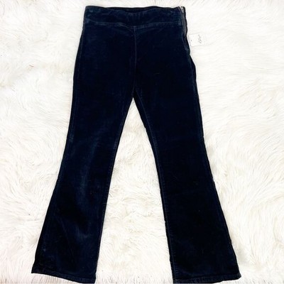 FREE PEOPLE BLACK VELVET IN MY FEELINGS CROP FLARE SIDE ZIP PANTS SZ XS