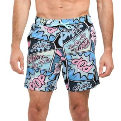NWT OH SNAP! Men's Exploded Comic Print Swim Shorts Beach Trunks S,M,L,XL