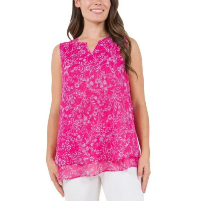 Cristina B Ladies' Sleeveless Blouse, Beetroot Purple/ White, XL