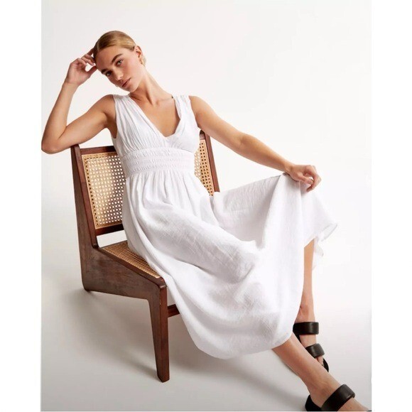 New Abercrombie & Fitch Crinkle Textured Smocked Waist Maxi