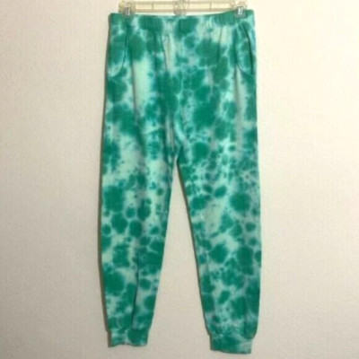 MONROW Women's Tie-Dye Vintage Style Soft Cotton Jogger Pants GREEN Size XS or M