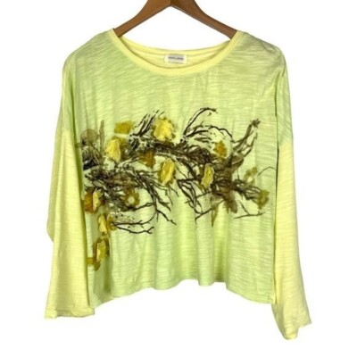 Krista Larson Cropped Floral T-Shirt Cottagecore Fairy Lagenlook Artsy One size