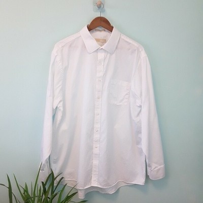Michael Kors White Button Down Long Sleeve Shirt 100 Cotton Neck