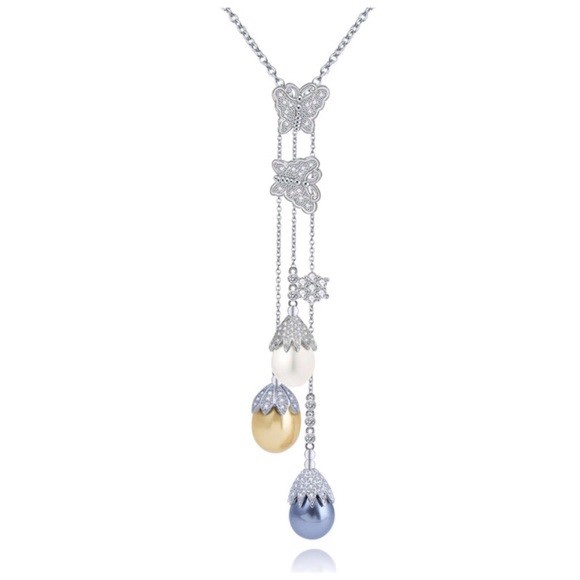 BOUTIQUE COLLECTION MADE USING SWAROVSKI CRYSTALS THE ALINE CULTURED PEARL NECKLACE S1
