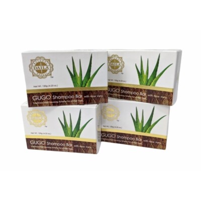 4 Bars Daila Herbal Gugo & Aloe Vera Shampoo Bars 120g Per Bar 