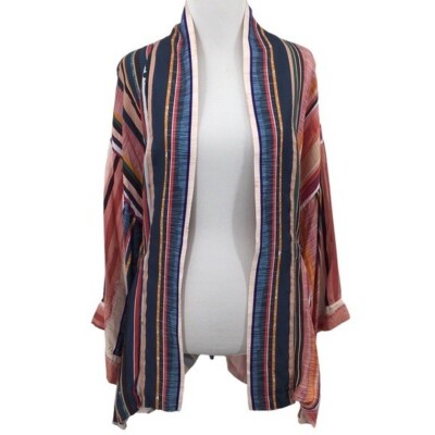 Koton Cream Striped Kimono Jacket Womens 13M 42 Open Front
