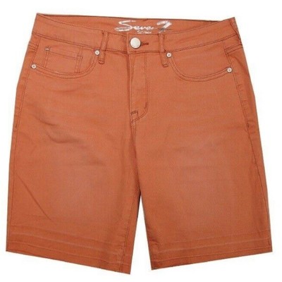 Seven7 Weekend Bermuda Released Hem Stretch Denim Shorts Marsala Five-Pocket