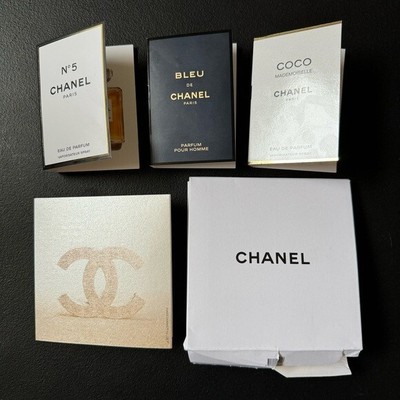 Set of 3 Chanel No. 5 Coco Bleu De Parfum Sample Spray Men's 1.5 ml/0.05 Oz