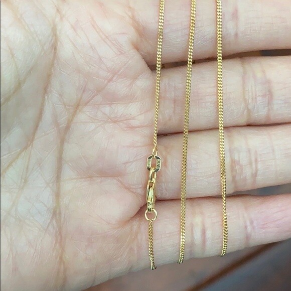 Pre-owned Element Shine/md 14k Solid Yellow Gold 1.04 Mm Curb Cuban Chain Necklace 16", 18", 20", 24"