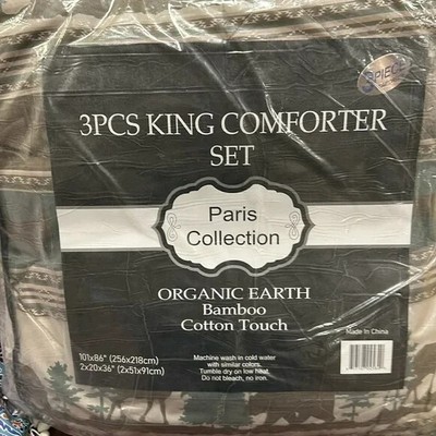 3 pc King Comforter set Bears & Moose Wlderness Organic Earth Bambo Cotton Touch