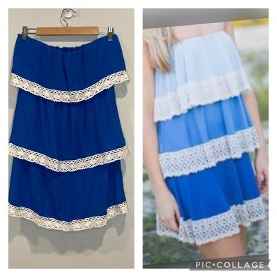 Pixi + Ivy boutique Three Tiered Strapless Crochet Dress new w tags Size Large