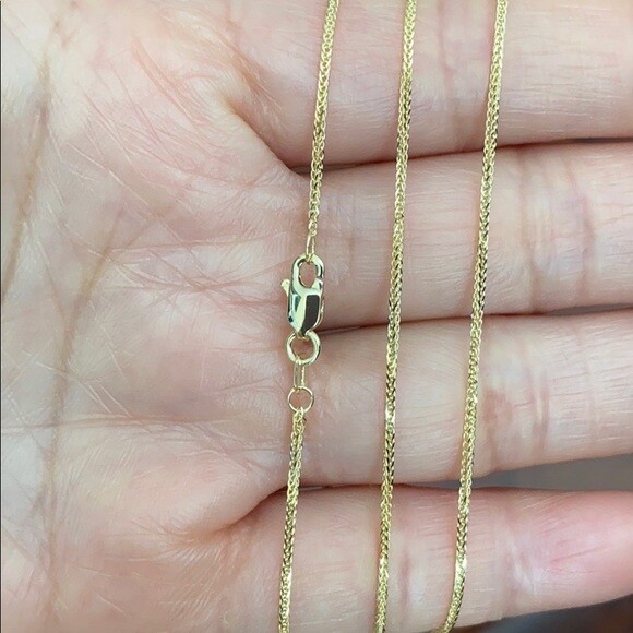 Pre-owned Element Shine/md 14 K Solid Yellow Gold 0.9 Mm Square Wheat Chain Necklace 16"-18" Adjustable