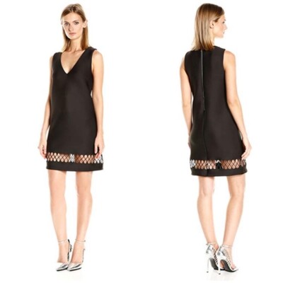 French Connection Dress Womens Size XS Black Clara Eight Scuba Shift Sleeveless