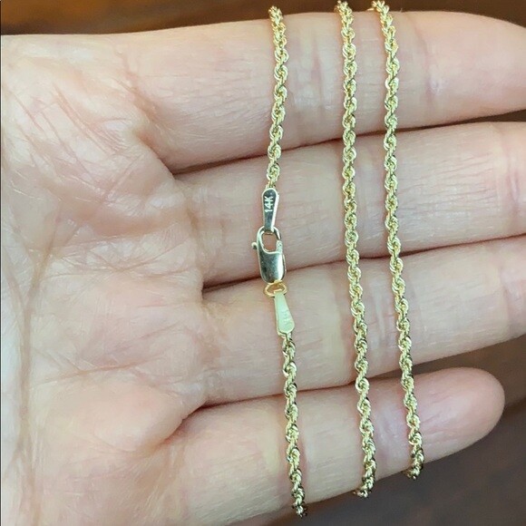 Pre-owned Element Shine/md 14 K Solid Yellow Gold 1.8 Mm Light Rope Chain Necklace 16", 18", 20", 22", 24"