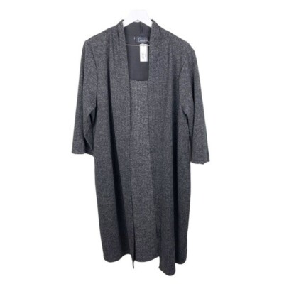 NEW Connected Apparel Plus Size Dark Grey Ribbed Knit Dress Mock Jacket Size 20W