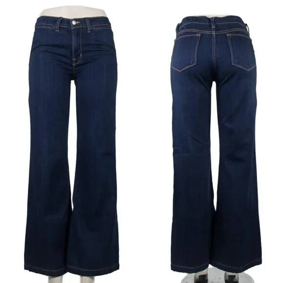 【MODERNIF】Salted Wide Denim Pants Salt-Wash Multi-Pocket Denim Cargo Pants
