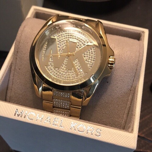 Pre-owned Michael Kors Gold Women's Bradshaw Gold-tone Pavé Watch Mk6487