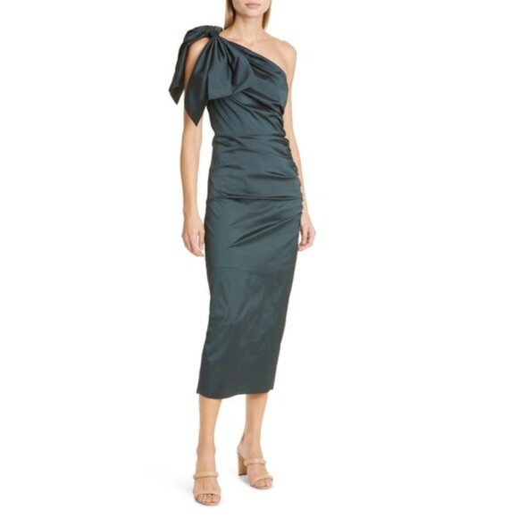 Pre-owned Veronica Beard $798  Belis Dress In Emerald In Green