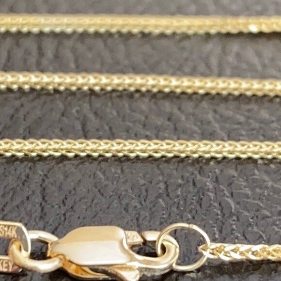 Pre-owned Element Shine/md 14 K Solid Yellow Gold 0.9 Mm Square Wheat Chain Necklace 16"-18" Adjustable