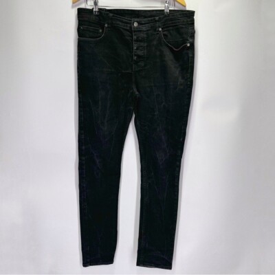 Ksubi W36 Chitch Slim Fit Mid Rise Jeans in Laidback Wash Embroidered Stitching