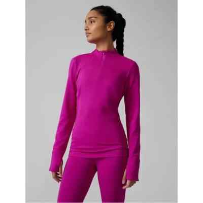 Athleta Whistler Half Zip Top Fuschia Pink NEW M Medium