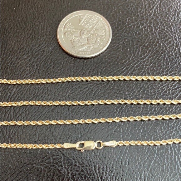 Pre-owned Element Shine/md 14 K Solid Yellow Gold 1.8 Mm Light Rope Chain Necklace 16", 18", 20", 22", 24"