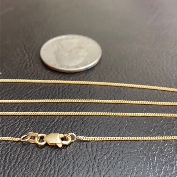 Pre-owned Element Shine/md 14k Solid Yellow Gold 1.04 Mm Curb Cuban Chain Necklace 16", 18", 20", 24"