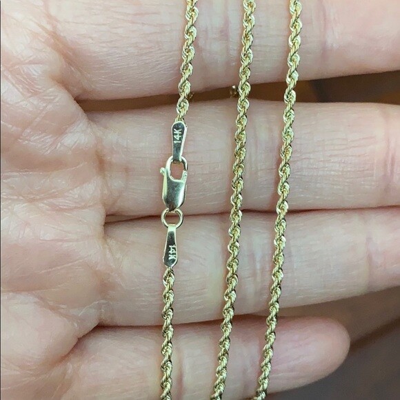 Pre-owned Element Shine/md 14 K Solid Yellow Gold 1.8 Mm Light Rope Chain Necklace 16", 18", 20", 22", 24"