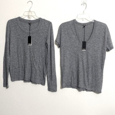 Lot of 2--MONROW Women's Textured Tri-Blend Fitted T-Shirts GRAY Size S