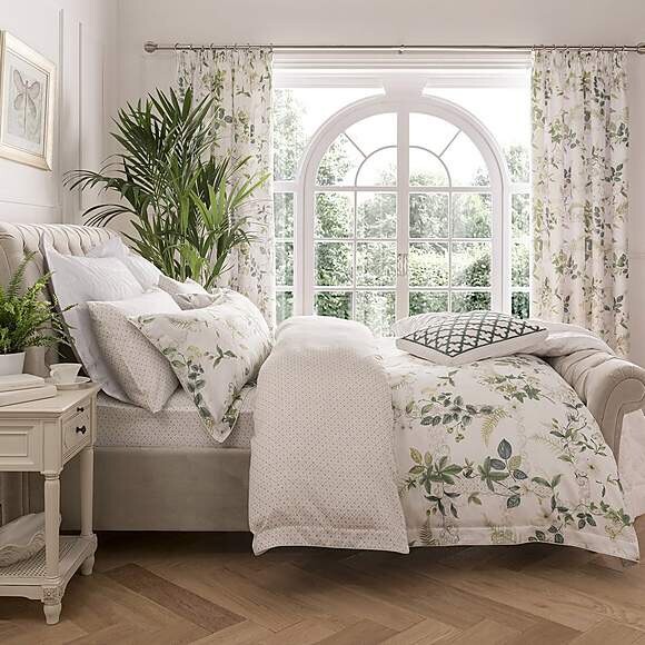 Dorma Botanical Garden fully lined curtains 168x183cm & matching double