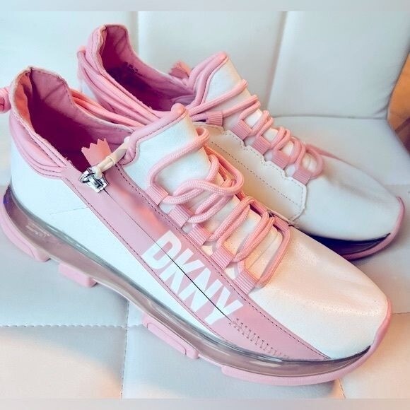 Dkny Women's Tokyo Lace-Up Zip Sneakers in White Rosewater