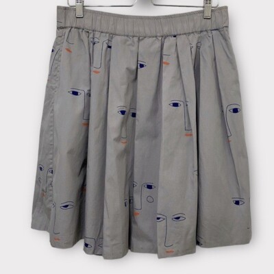 Kowtow Grey On The Surface Printed Faces Skirt Size Medium