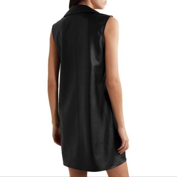 Pre-owned Alexander Wang T Alexander Wang.t Stretchy Collared Coated Mini Dress In Black Size Small