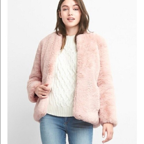ジャケット・アウター Faux Fur Hoodie Duffle Coat nude petal S HBYJLZYG Oversized Faux Fox Fur Plush Coats Jacket Tops