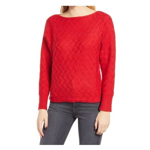 ВИНС КАМУТО Красный праздничный свитер из мягкого микса хлопка с длинным рукавом VINCE CAMUTO XL 16