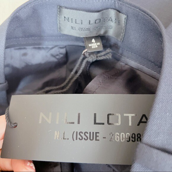 Pre-owned Nili Lotan Colmar Wool Pants Dark Navy Us4 In Blue