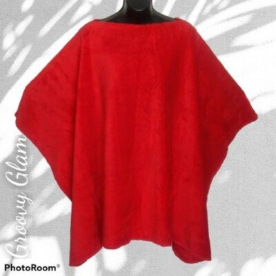 GROOVY GLAM Red Handmade Plush Poncho