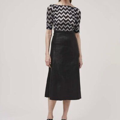 Pre-owned Rachel Comey Black Women's Content Nappa Leather A-line Midi Skirt, Us 4