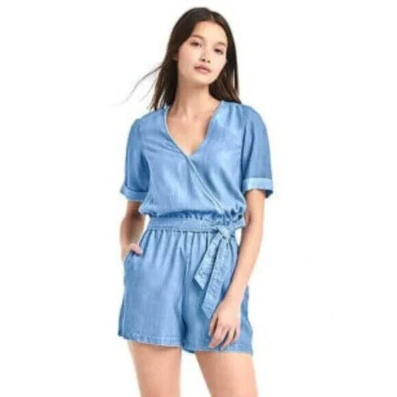 

Комбинезон Gap из шамбре с запахом, размер, Синий