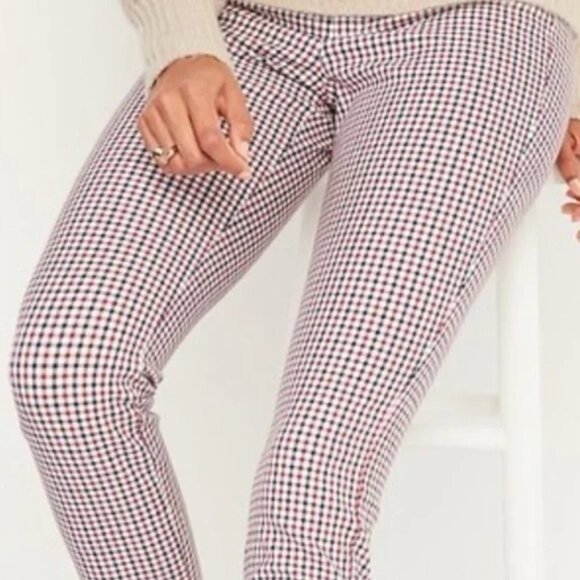 

Брюки до щиколотки в клетку Old Navy Red с высокой посадкой, размер 20, для миниатюрных размеров, Multicolor
