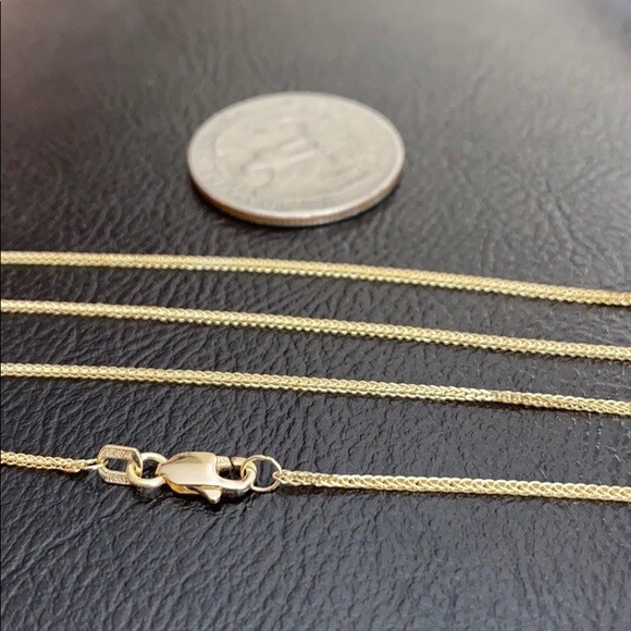 Pre-owned Element Shine/md 14 K Solid Yellow Gold 0.9 Mm Square Wheat Chain Necklace 16"-18" Adjustable
