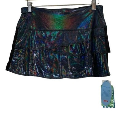 Lucky In Love Scalloped Tennis Mini Skirt Size Medium Black