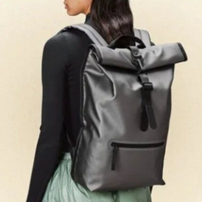 Rains Rolltop Rucksack Metallic Gray New in Package